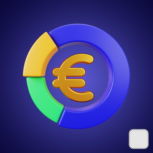 PSD rendu 3d de l'analyse financière de l'euro