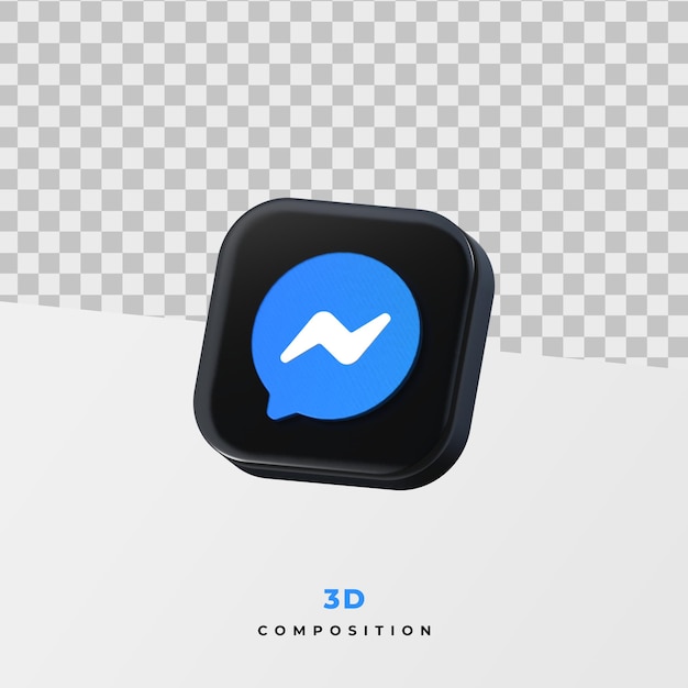 PSD rendu 3d de l'application du logo facebook messenger