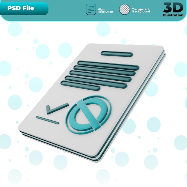 PSD rendu 3d approuver l'icône du document illustration