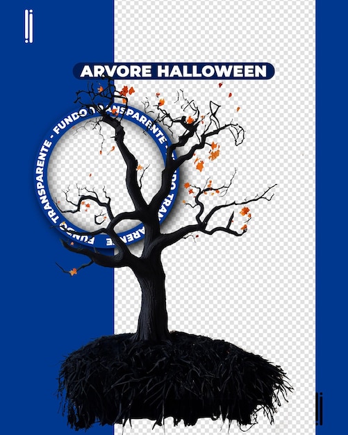 PSD rendu 3d de l'arbre d'halloween en psd