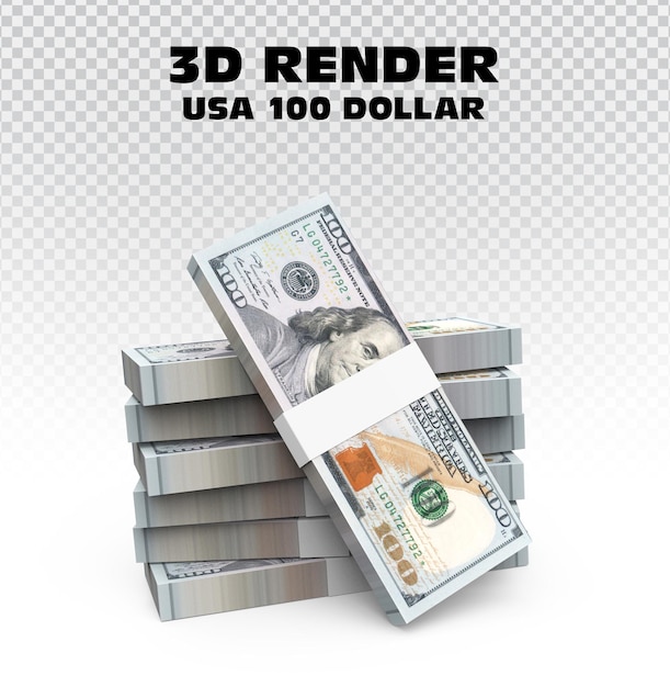 Rendu 3D de l'argent 100 dollars