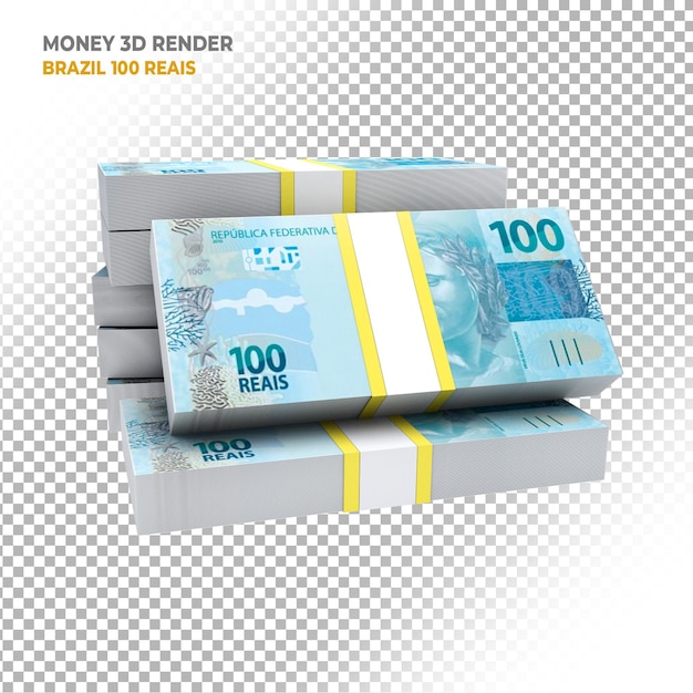 PSD rendu 3d de l'argent brésilien 100 reais