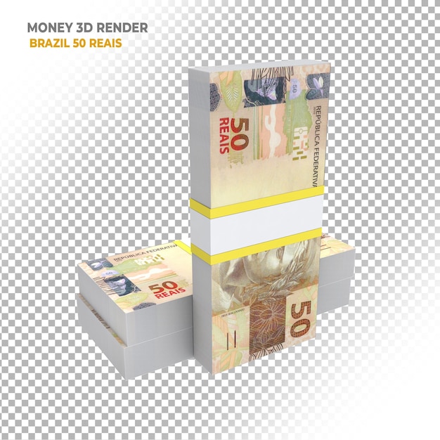 Rendu 3D de l'argent brésilien 50 reais