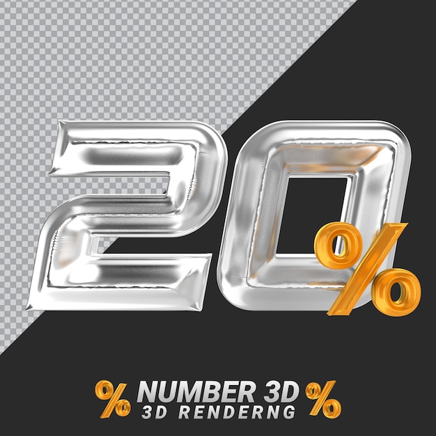 Rendu 3d Argent Numéro 20