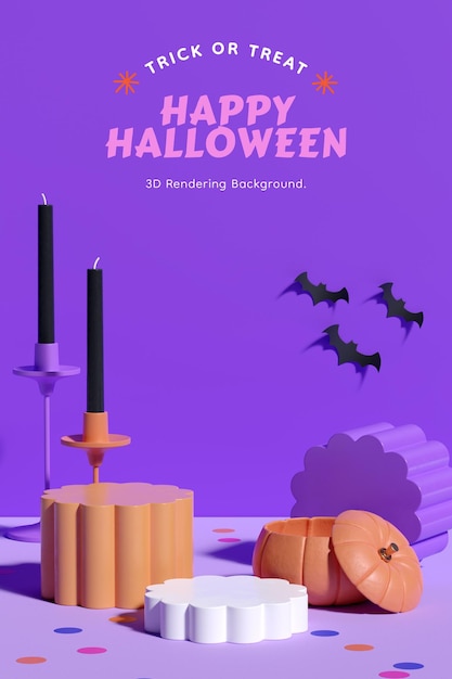 Rendu 3D d'arrière-plan d'affichage de produit vertical d'Halloween