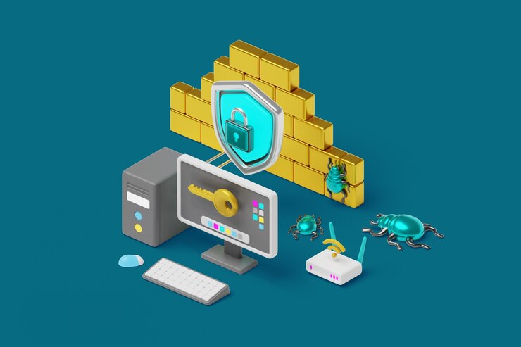 PSD rendu 3d de l'arrière-plan de la cybersécurité