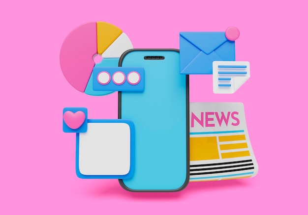 Rendu 3D de l'arrière-plan de l'interface du smartphone