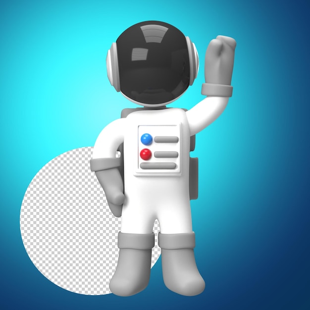 PSD rendu 3d astronaute avec un geste de la main