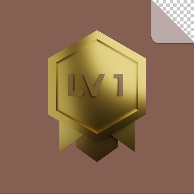 Rendu 3d De Badge De Niveau 1