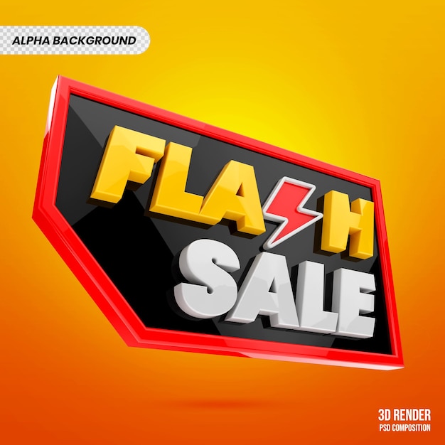 PSD rendu 3d de badge de vente flash