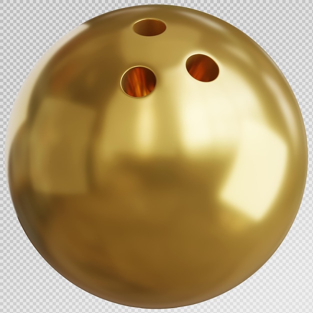 PSD rendu 3d d'une balle de bowling avec un brillant doré