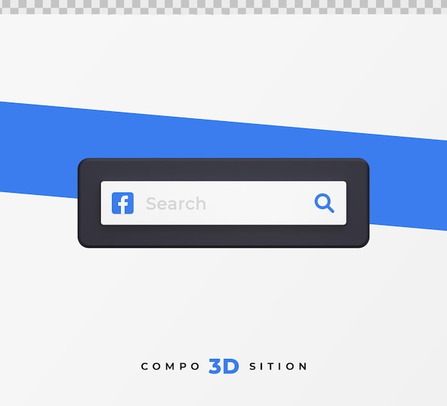 PSD rendu 3d de la barre de recherche facebook