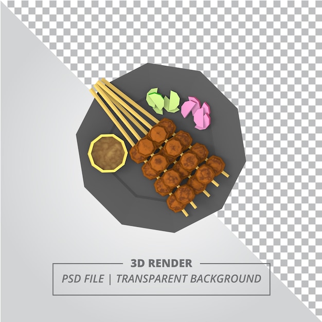 PSD rendu 3d bas poly satay