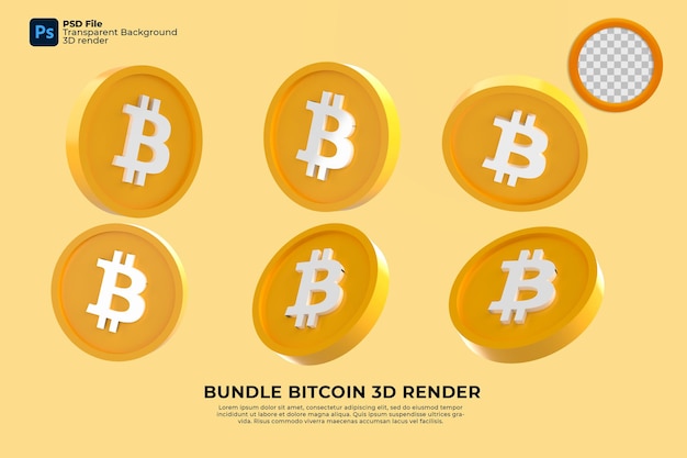 rendu 3D de bitcoin de paquet de crypto-monnaie
