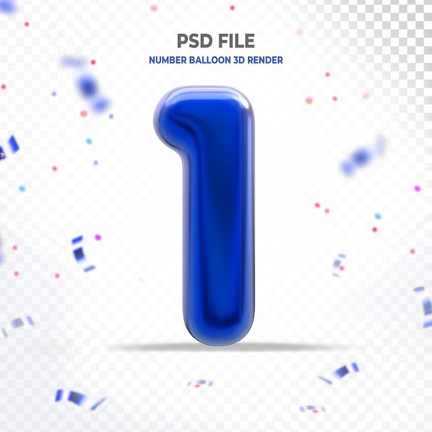 Rendu 3d Bleu Ballon Numéro 1