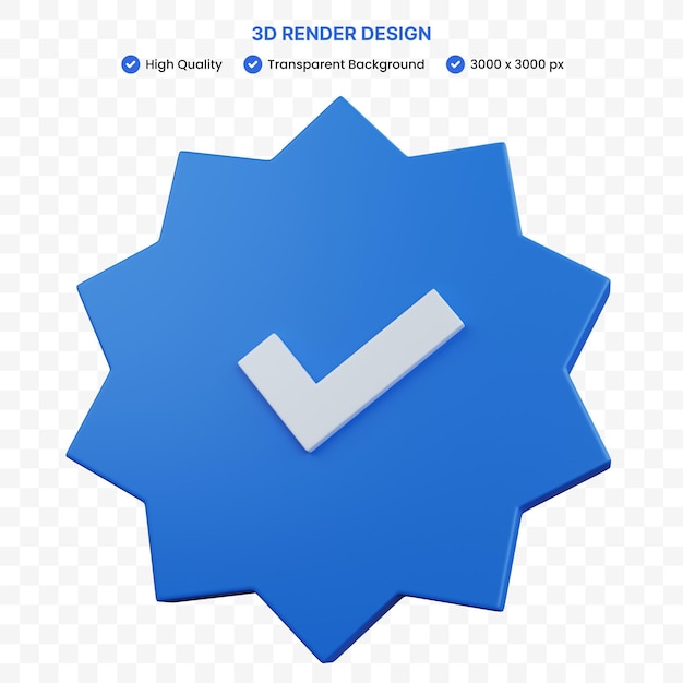 PSD rendu 3d bleu signe vérifié isolé