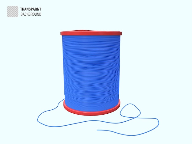 PSD rendu 3d des bobines de fil de couleur bleue