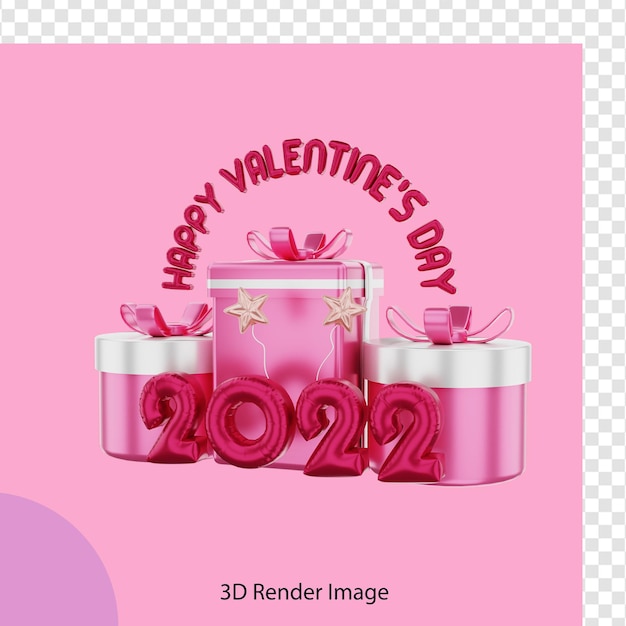 Rendu 3d De La Boîte Cadeau De La Saint Valentin 2022