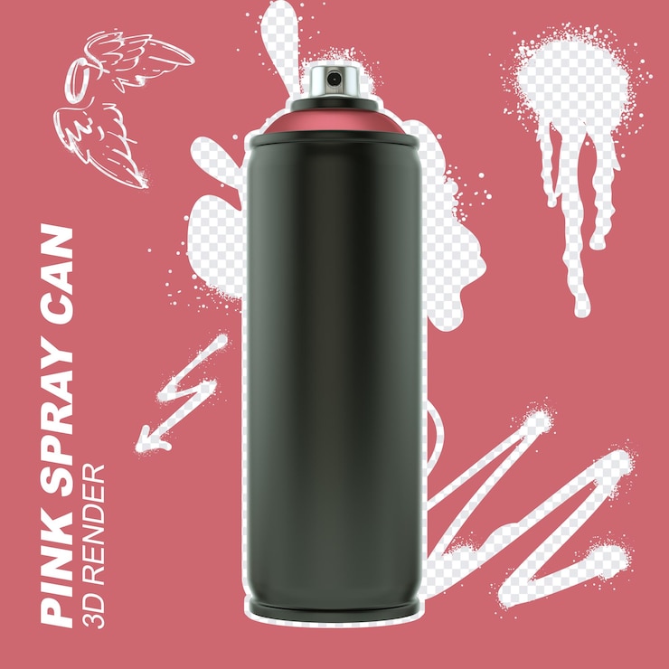 PSD le rendu 3d de la boîte à spray rose