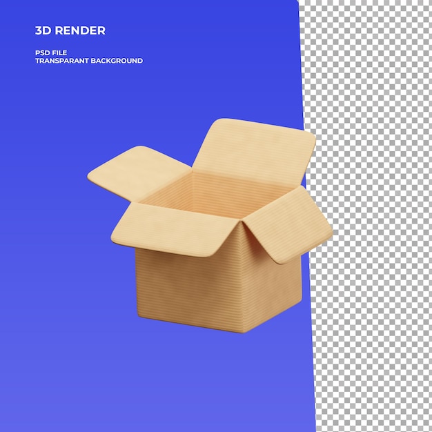 Rendu 3D d'une boîte vide ouverte