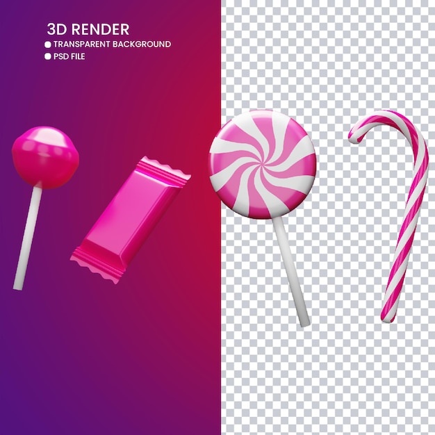 Rendu 3D de bonbons mignons