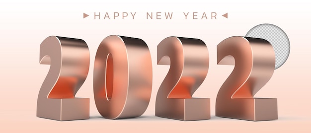 rendu 3D de la bonne année 2022 or