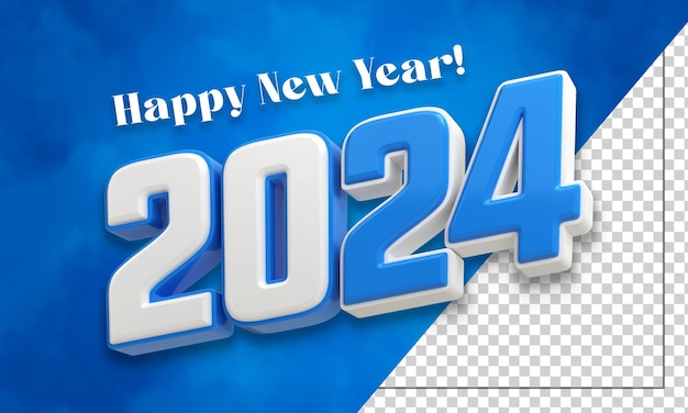 Rendu 3d Bonne année 2024 modèle de conception de bannière d'effet de texte 3d or