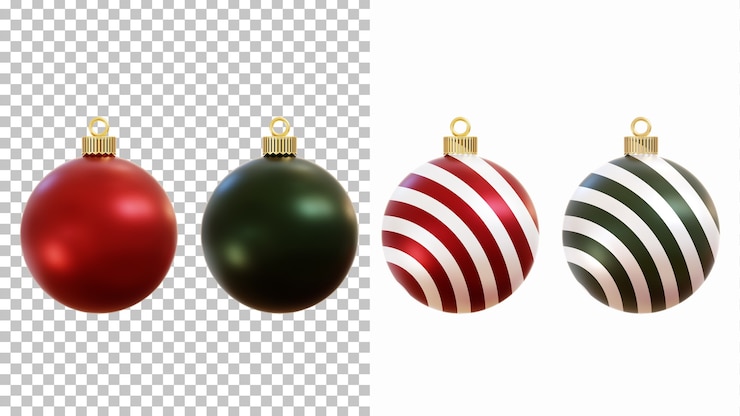 PSD rendu 3d de boules de noël isolés