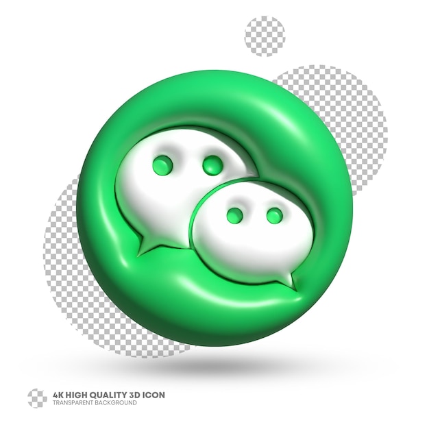 Rendu 3D brillant coloré de l'icône WeChat pour la conception de médias sociaux