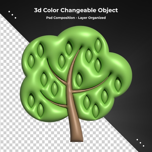 PSD rendu 3d buissons d'arbres plantes vertes de la forêt arbre vert 3d pour la composition