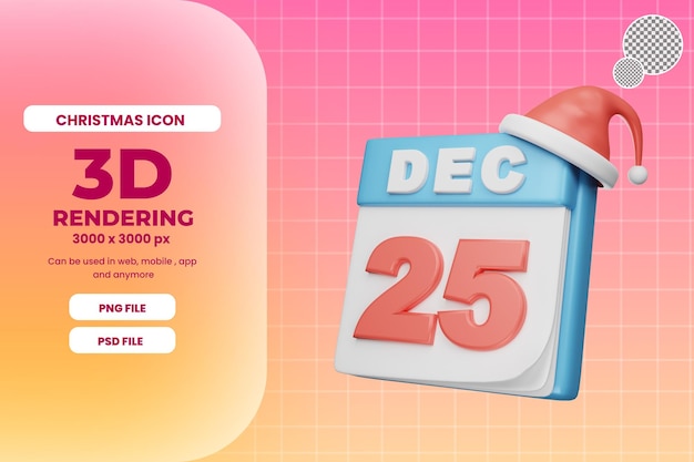 Rendu 3d Calendrier De Noël Illustration Objet Prime Psd