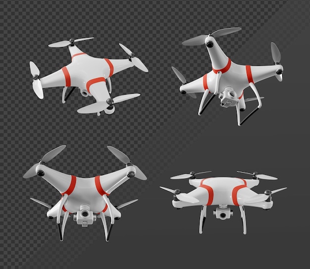 Rendu 3D d'une caméra drone vue en perspective