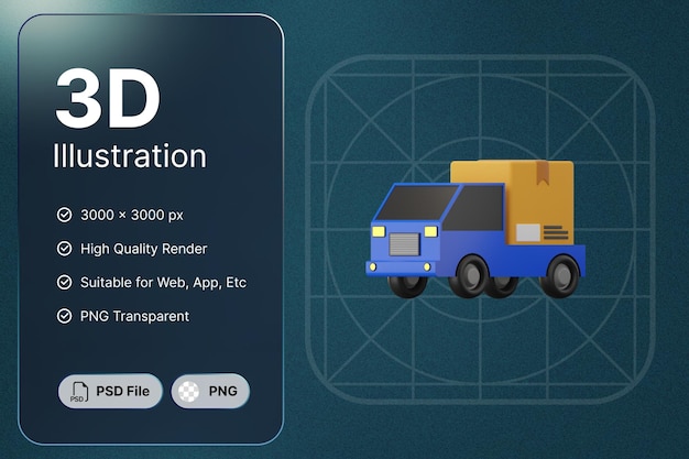 Rendu 3D Camion Concept Logistique Icône Moderne Conception Illustrations