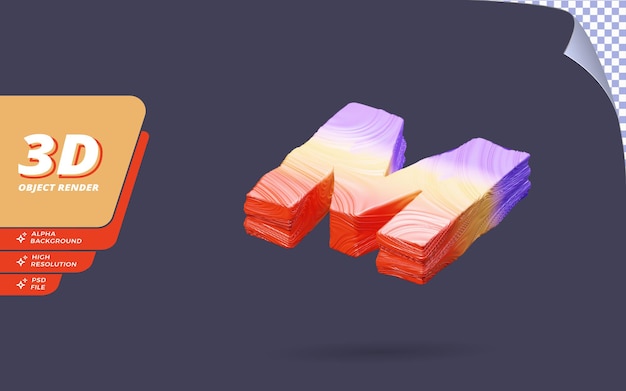 Rendu 3D caractère alphabet isolé avec illustration de conception de texture topographique abstraite