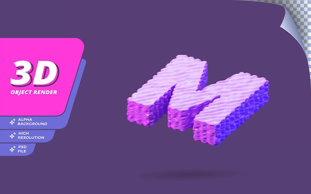 Rendu 3D caractère alphabet isolé avec illustration de conception de texture topographique abstraite