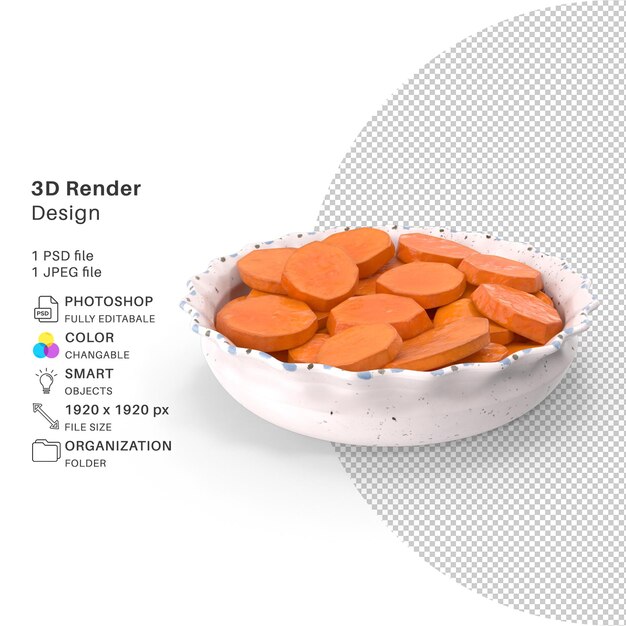 Rendu 3D de carotte bio