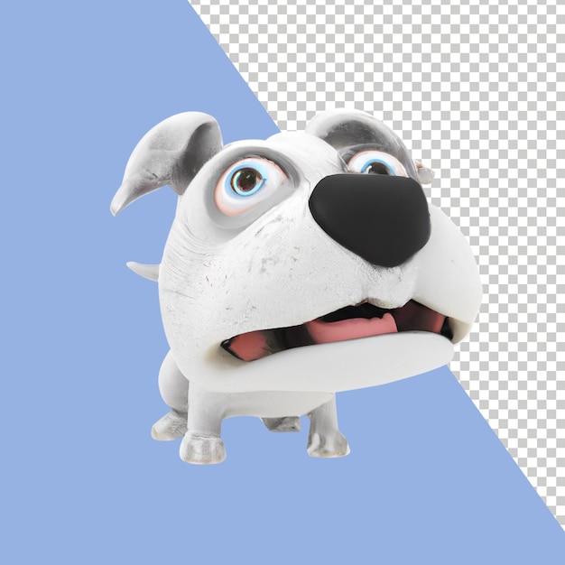 Rendu 3D d'un chien avec un visage surpris