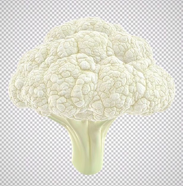 PSD rendu 3d d'un chou-fleur blanc isolé sur fond transparent