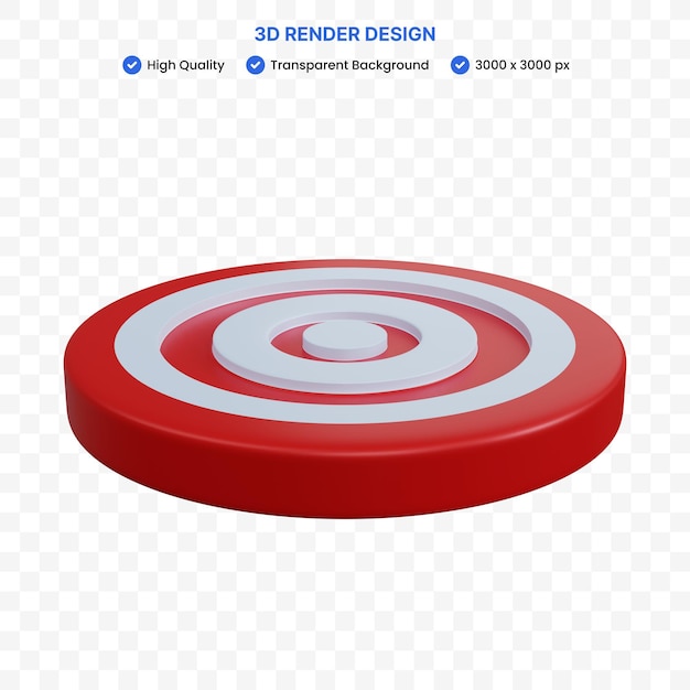 PSD rendu 3d cible rouge vide isolé