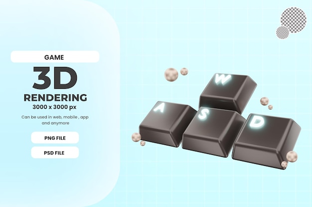 rendu 3d clavier jeu icône objet premium psd