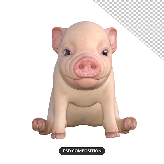 PSD rendu 3d de cochon mignon