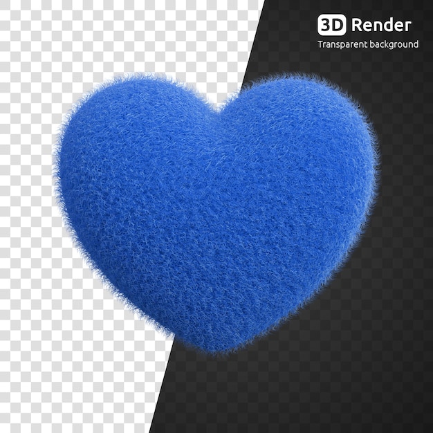 Rendu 3d coeur moelleux bleu isolé