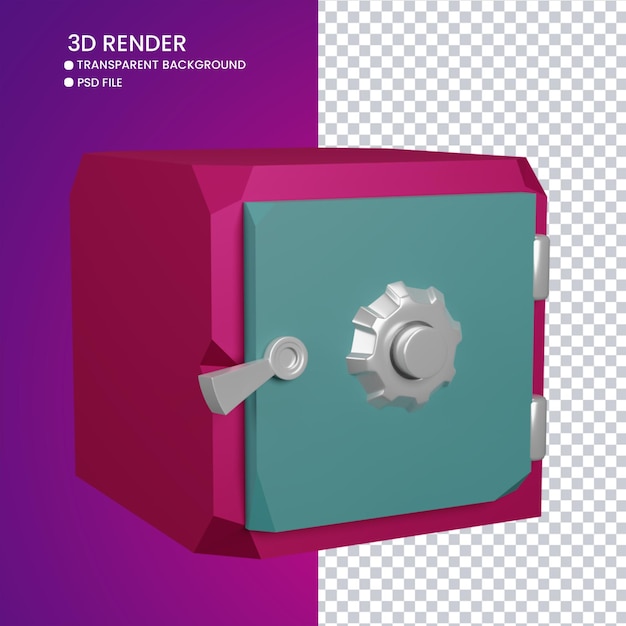 PSD rendu 3d de coffre-fort mignon