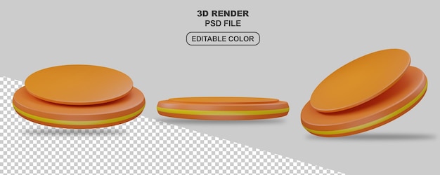 rendu 3d de la collection podium en jaune orangé