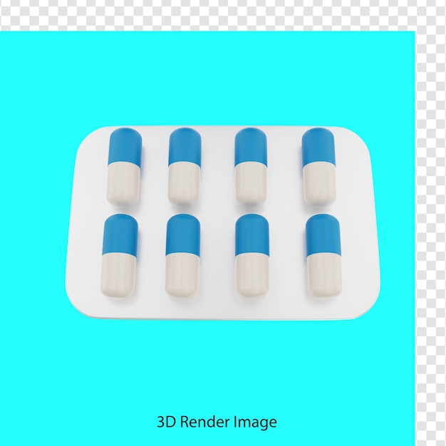 PSD rendu 3d de comprimé de médecine capsule