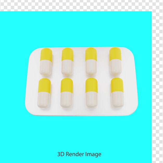 PSD rendu 3d de comprimé de médecine capsule