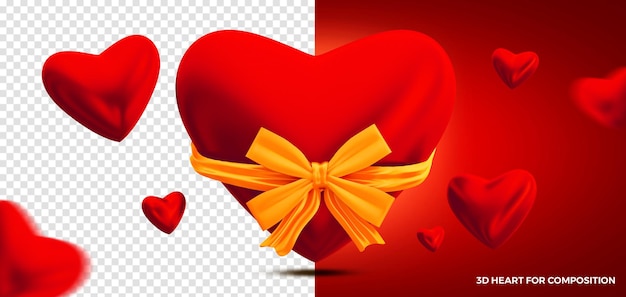 PSD rendu 3d de concept de coeur saint valentin