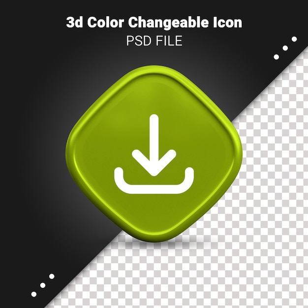 PSD rendu 3d de la couleur de l'icône de téléchargement modifiable et entièrement modifiable