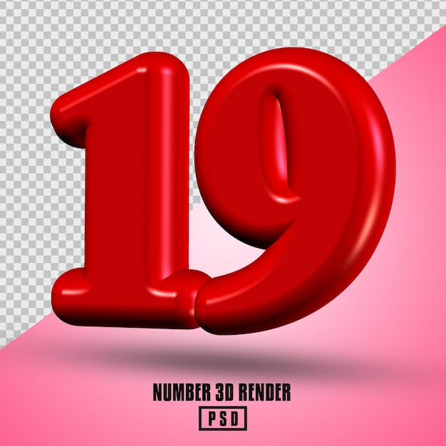 Rendu 3D de couleur rouge numéro 19