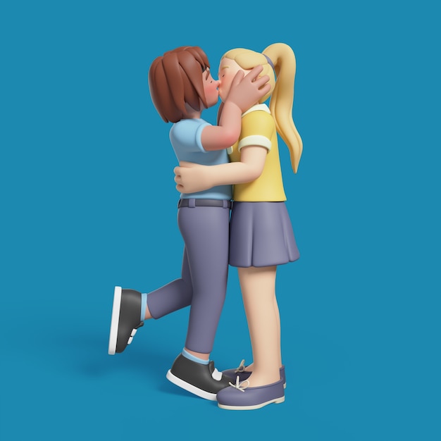 Le rendu en 3D d'un couple de lesbiennes